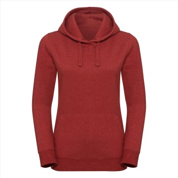 Russell Authentic Melange sweater met kap 261F steenrood melange