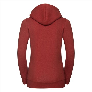Russell Authentic sweater met kap en rits 263F steenrood melange