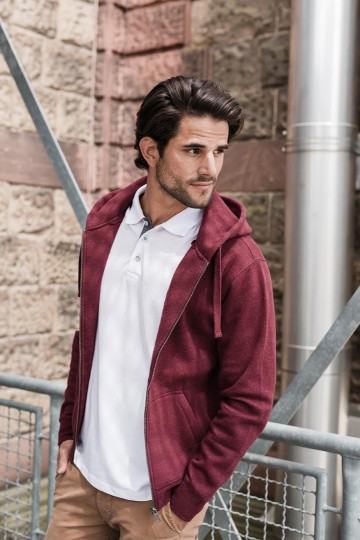 Russell Authentic Melange Sweater met rits en kap 263M