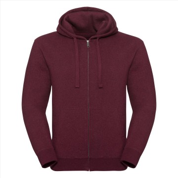 Russell Authentic Melange Sweater met rits en kap 263M bourgogne rood melange