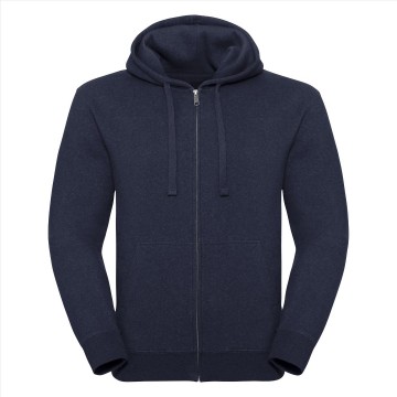 Russell Authentic Melange Sweater met rits en kap 263M indigo melange