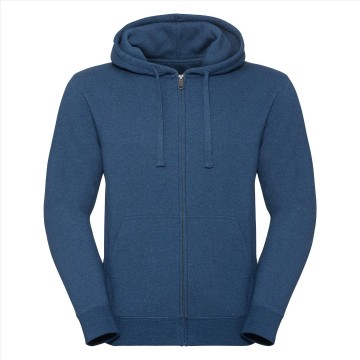Russell Authentic Melange Sweater met rits en kap 263M ocean melange