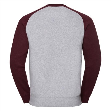 Russell authentieke basebal sweater 264M 1 licht oxford grijs / bourgogne melange