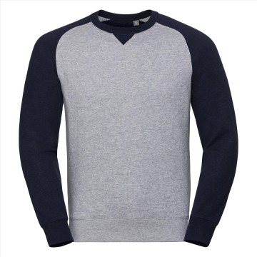 Russell authentieke basebal sweater 264M licht oxford grijs / indigo melange