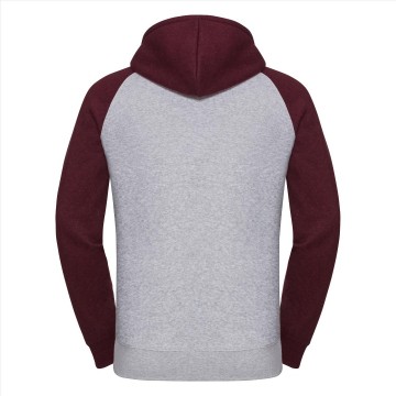 Russell autentieke Basebal sweater met kap 269M lichtoxford/bourgogne melange