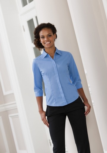 Russell Poplin Shirt met 3/4 mouwen