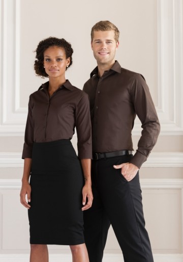 Russell Poplin Strecth Shirt Easy Care met 3/4 mouw