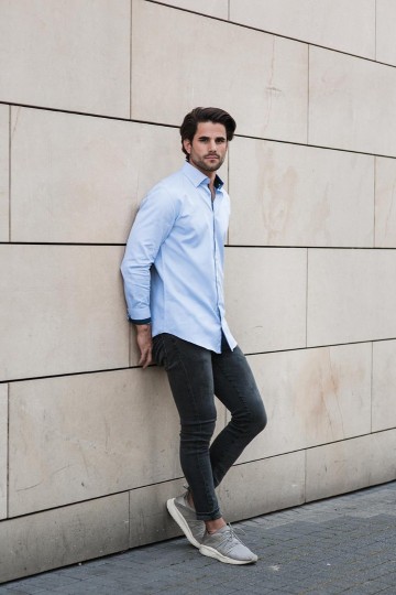 Russell Tailored Contrast Herringbone Shirt 964M