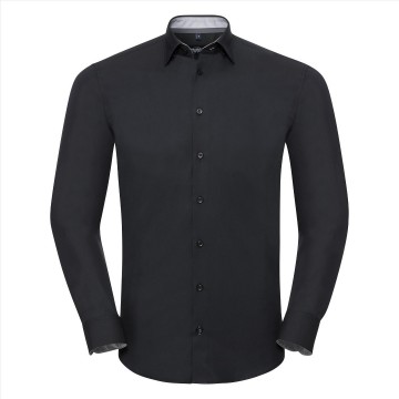 Russell Tailored Stretch shirt contrast 966M black oxford grey convoy grey