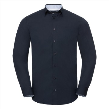 Russell Tailored Stretch shirt contrast 966M bright navy oxford blue white