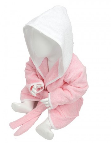 ARTG Babiezz® badjas met kap AR022 licht rose en wit