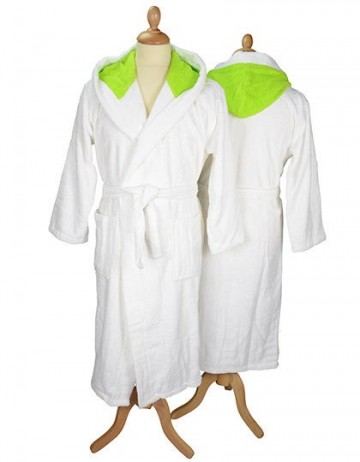 ARTG badjas met kap AR026 wit en limoengroen