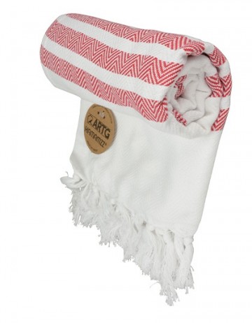 ARTG AR053  Hamam Dalaman handdoek 900016 witenvuurrood