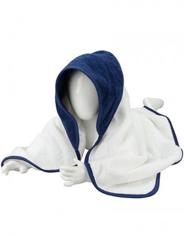 ARTG Babiezz® badjas met kap div kleuren ARB032 wit en frans marineblauw
