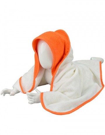 ARTG Babiezz® badjas met kap div kleuren ARB032 wit en helder oranje