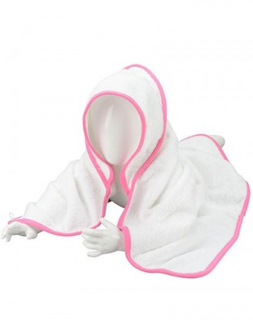 ARTG Babiezz® badjas met kap div kleuren ARB032 wit en rand licht rose