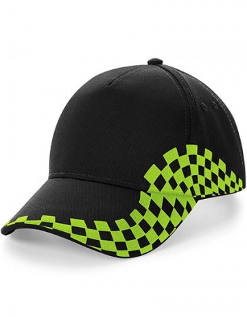 Beechfield Grand Prix Cap B159 zwart limoengroen