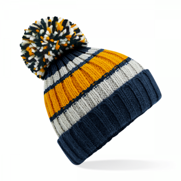 B392 Beechfield Hygge Stripped Beanie dijon blue