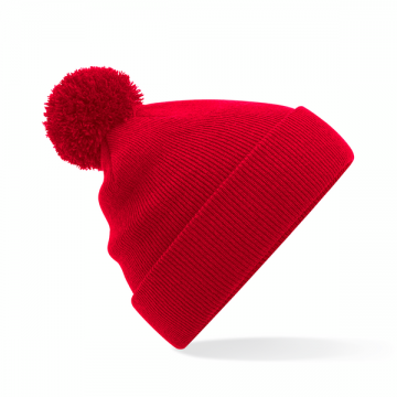B426B Beechfield Junior Originele Pom Pom Beanie klassiek rood