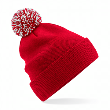 B450R Beechfield Recycled Snowstar® Beanie klassiek rood   wit