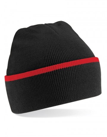 B471 Beechfield Teamwear Beanie blackclassic red