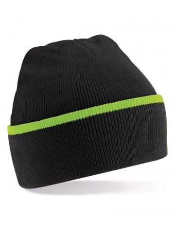 B471 Beechfield Teamwear Beanie blacklime green