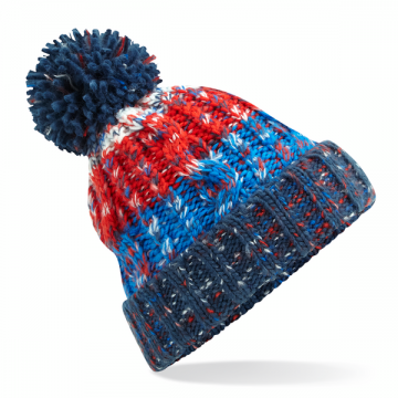 Beechfield Corkscrew Pom Pom Beanie B486 chili blues