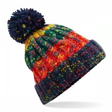Beechfield Corkscrew Pom Pom Beanie B486 crackling campfire
