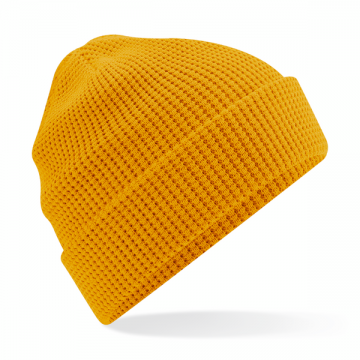 B52N Beechfield Organic Cotton Waffle Beanie mosterd
