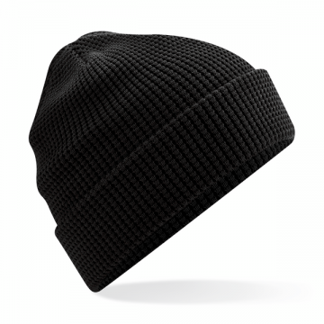 B52N Beechfield Organic Cotton Waffle Beanie zwart