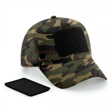 B638 Beechfield Removable Patch 5 panel cap jungle camo