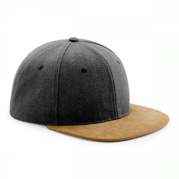 B668 Beechfield Suede Peak Snapback cap vintage zwart