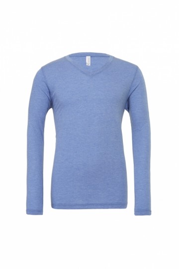 3425 B+C T-shirt met V-hals Triblend met LM blauw