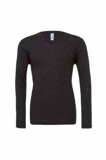 3425 B+C T-shirt met V-hals Triblend met LM houtskool zwart