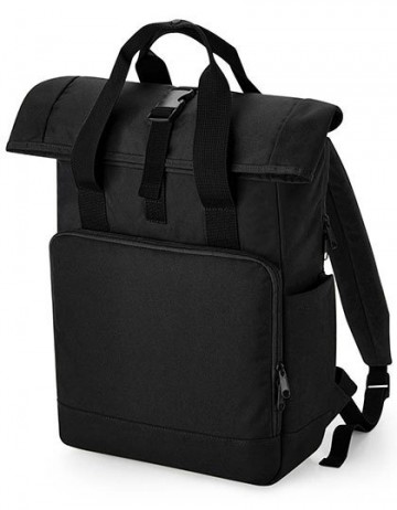 BG118L Recycled Twin Handle Roll-Top Laptop Backpack zwart