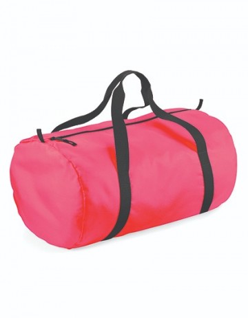 BagBase Packaway Barrel Bag BG150 fluoriserend rose / Zwart