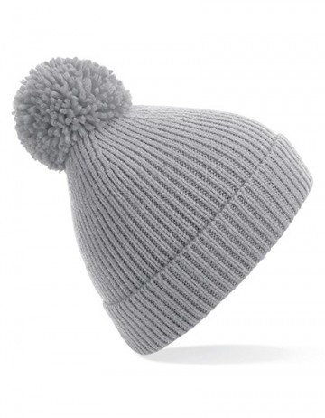 Beechfield Engineered Knit Ribbed Pom Pom Beanie B382 lichtgrijs
