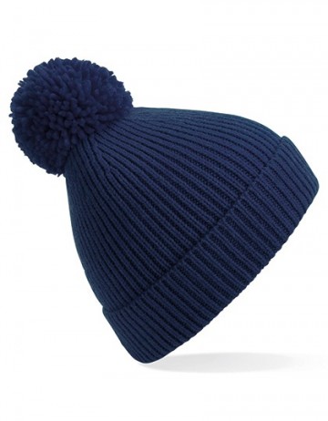 Beechfield Engineered Knit Ribbed Pom Pom Beanie B382 oxfordmarineblauw