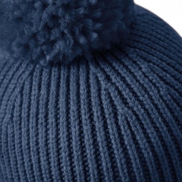 Beechfield Engineered Knit Ribbed Pom Pom Beanie B382 staalblauw detail