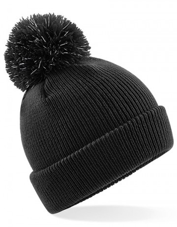 Beechfield Junior Reflective Bobble Beanie B406b zwart