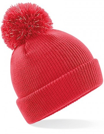 Beechfield Junior Reflective Bobble Beanie B406b helder rood