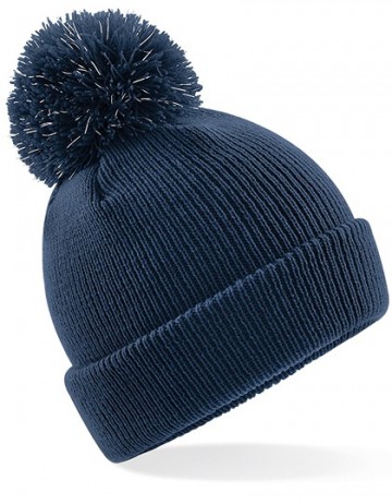 Beechfield Junior Reflective Bobble Beanie B406b frans marineblauw