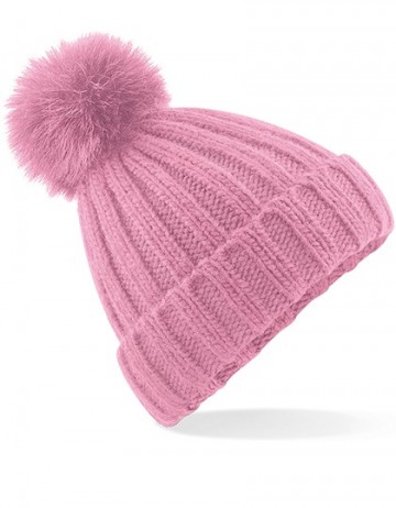 Beechfield Verbier Fur Pop Pom Chunky Beanie B413 oud rose