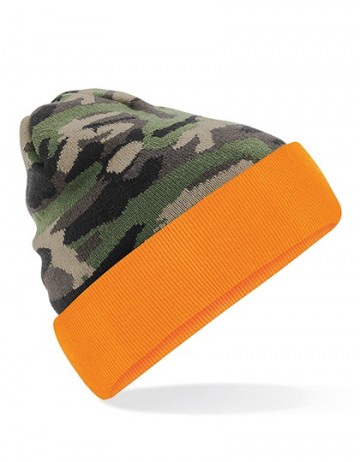 Beechfield Camo Cuffed Beanie B419 jungle camo oranje