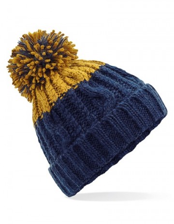 Beechfield Apres Beanie B437 oxfordmarineblauw mosterd