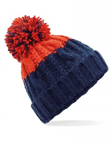 Beechfield Apres Beanie B437 oxfordmarineblauw vuurrood