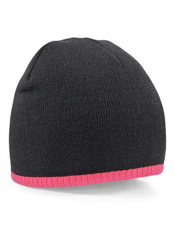 Beechfield Two-Tone Beanie Knitted Hat B44c zwart / fluorose