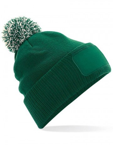 Beechfield Snowstar Printers Beanie B443 flessengroen gebrokenwit