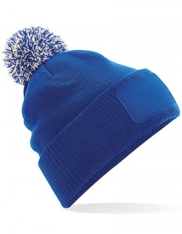 Beechfield Snowstar Printers Beanie B443 helderkoningsblauw gebrokenwit