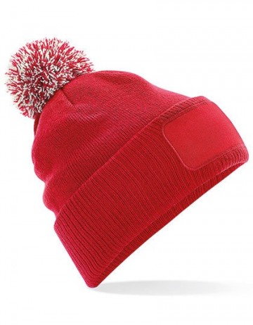 Beechfield Snowstar Printers Beanie B443 klassiekrood gebrokenwit